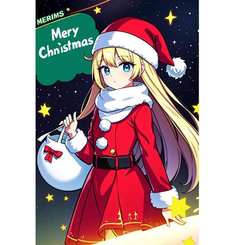 クリスマスカード　CHRISTMAS CARD　女性サンタクロース