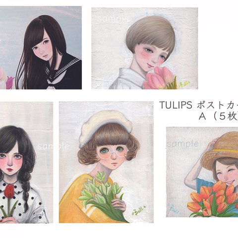 ポストカード5枚セット　TULIPS A