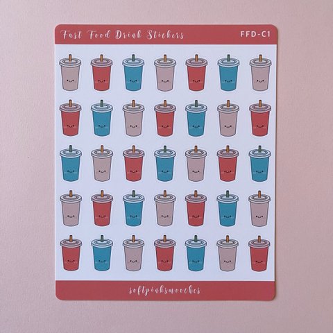 シールシート　2枚/セット　手帳シール　日記、ノートデコシール　Soda/ Fast Food Drinks Stickers 