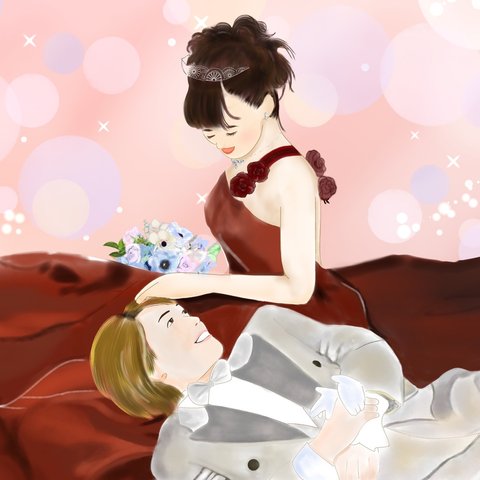 似顔絵イラスト　A4サイズ　誕生日　記念日　ウェディング　ウェルカムボード　サンクスボード　結婚式　結婚記念日