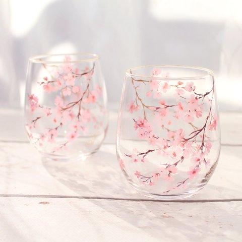 桜のペアグラス