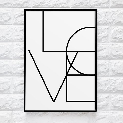 【0032】アートポスター　LOVE sign wall art　モノトーン　海外インテリア　北欧