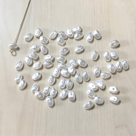 VINTAGE PEARL RICE NUGGET SPACER BEADS