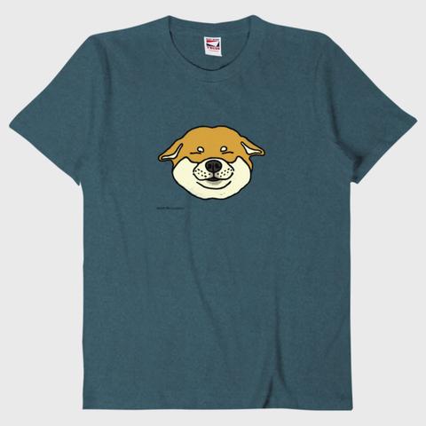 Tシャツ　笑顔の柴犬　デニムカラー