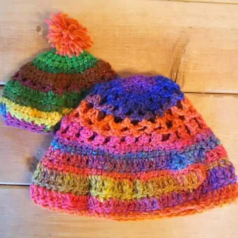 【30%off sale】Colorful wool cap* 色鳥帽子　手編み帽子