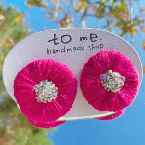 ꕤ flower earring 【 pink × silver 】