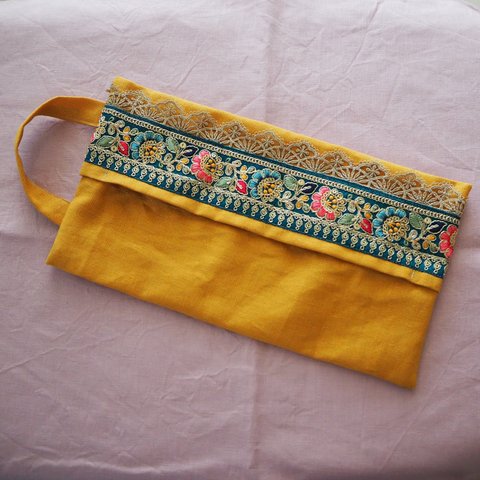 インド刺繍リボンティッシュカバー・インド刺繍リボン・布小物・ティッシュカバー、箱なしタイプなどにおすすめ