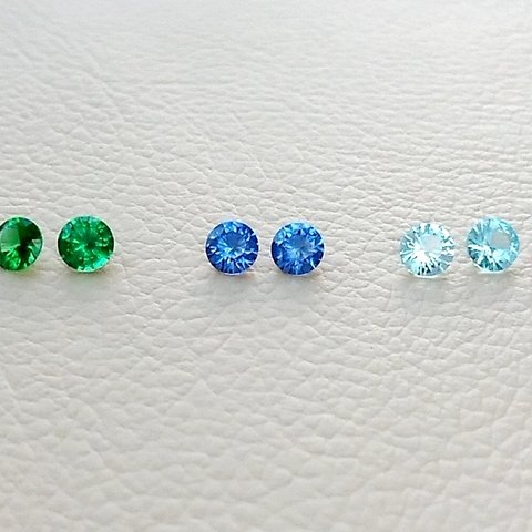 キュービックジルコニア ルース　5mm3色6粒セット（寒色系）