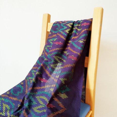 ラオス手織り布（青紫①）ハーフカット