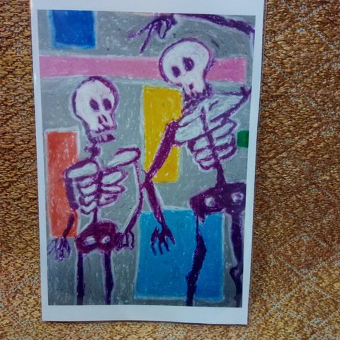 ポストカード、クレヨンで描いたポストカード