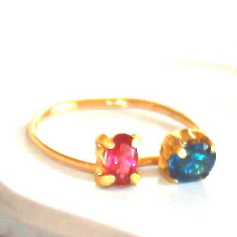 - potepo - Rubellite & Blue Sapphire Ring