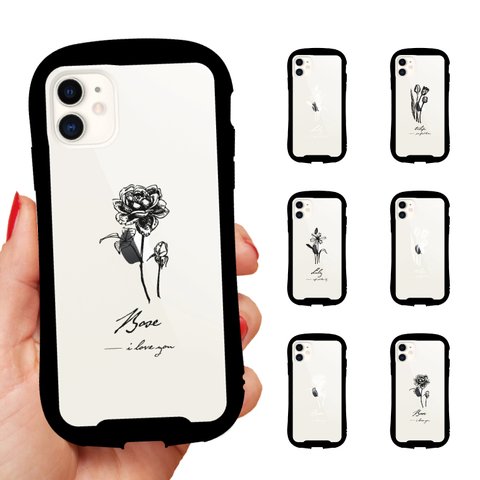 グリップケース Reflection iPhone 14 Plus Pro 13 12 SE iPhone TPUケース 保護 海外 花柄 花 花言葉 FLOWER ボタニカル 女子 クリアケース