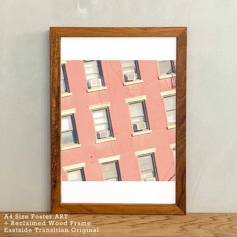 インテリアポスター A4 + ポスターフレーム 木製 「Apartment Life - ニューヨーク マンハッタン T265」
