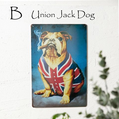 アンティーク ブリキ看板 壁掛け ヴィンテージ 30x20cm B. Union Jack Dog ジュビリー jubileetin-3020-B