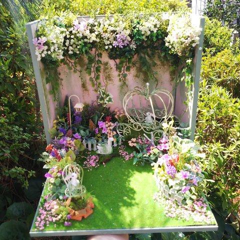 🌷❣️秘密の花園❣️ ガーデン 💚💕🤣💓  ミニチュア💕 森 ガーデン❤💗🌷🌼🌿🍀  ミニチュア  ドールハウス  ガーデン  ガーデニング  カフェ 家 