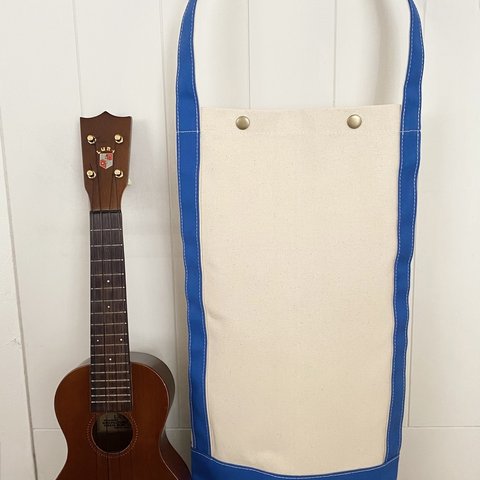 ukulele tote bagウクレレトートバッグ帆布生地(ブルー×キナリ)