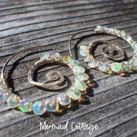 *14kgf*Precious Opal Swirl Earrings