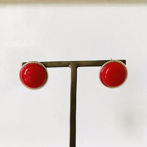 Red Gold Stud 15mm Earrings