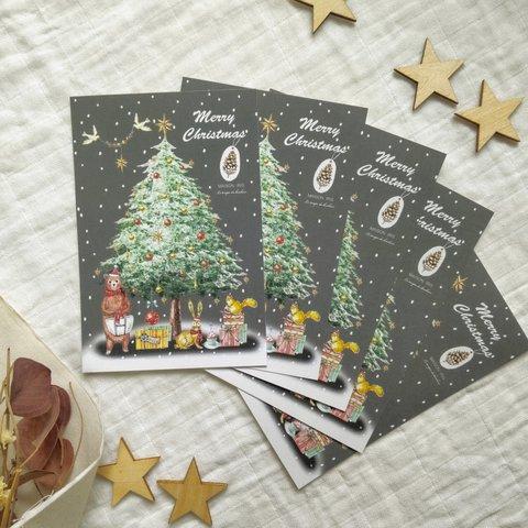 クリスマスポストカード【Animals】５枚セット