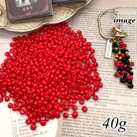 【brsr6841】【40ｇ】約400個～500個【4mm~5mm】petit glass beads　ＲＥＤ