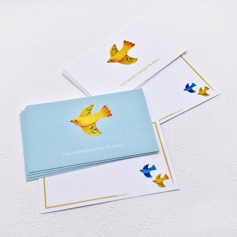メッセージカードと封筒セット（小鳥）