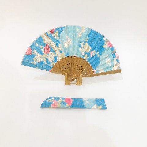 着物扇子　アンティークの絹の着物使用　日本の京都の職人が手仕事で制作　オンリーワン　プレゼントに最適 #30