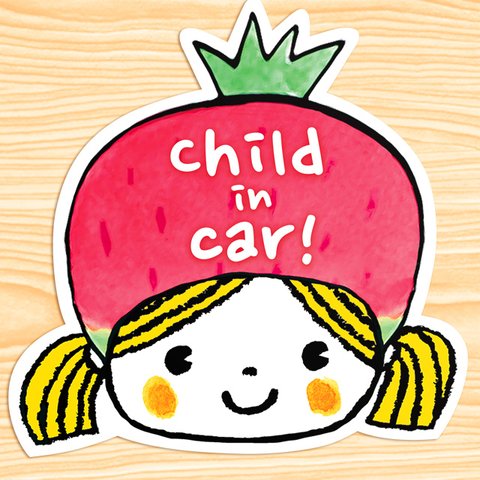 CHILD IN CAR チャイルドインカー マグネットステッカー(レトロなベリーちゃん）