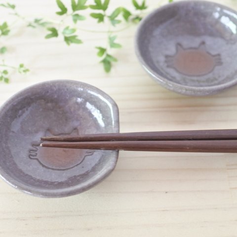 箸豆鉢（小豆）ねこ水玉【在庫有】