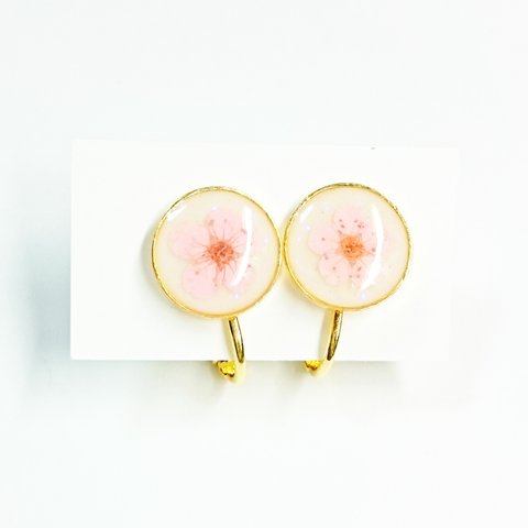 一輪押し花ピアス