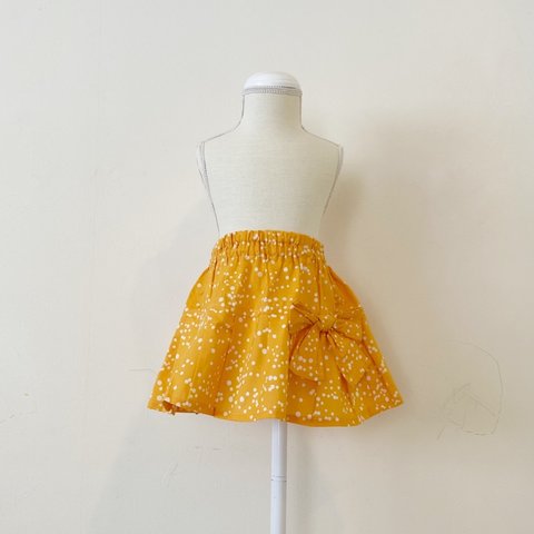 【1点限定】リボン付きスカート　オレンジ☆100サイズ
