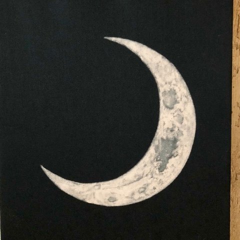 星月猫★アート「三日月」絵画　F3　複製画 木製パネル貼り27.3cmｘ22cm　厚み２㎝　「007」