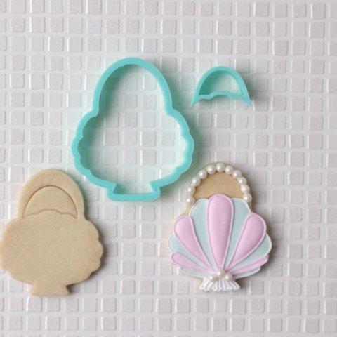 貝殻バッグスタンプ付きセットのクッキー型　【人魚姫のひみつ】シリーズ