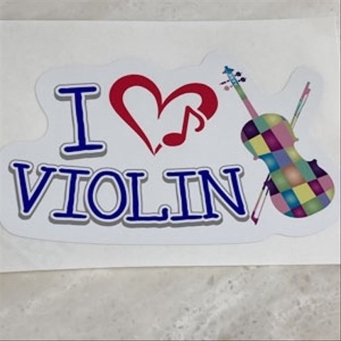 車用ステッカー(I Love Violin)