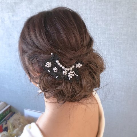 レースとパールのヘアコーム・4カラー