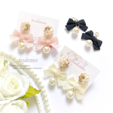 2way／Grosgrain ribbon♡flower bijou pearl.