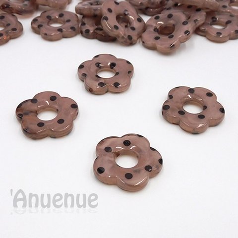 フラワ－ビーズ　26mm 【Marble dot / Reddish Brown  】 4個