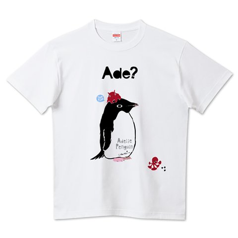 Ade？アデリーペンギン 帽子がメンダコの図 Tシャツ 半袖 0568