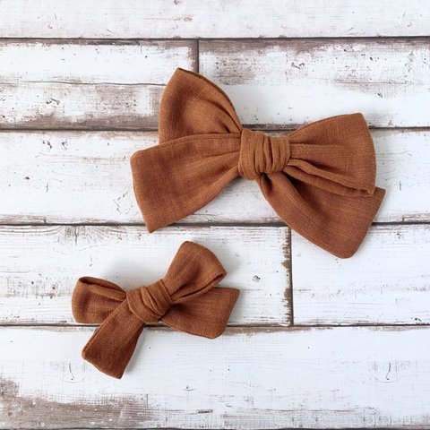 Pinwheel bow♡ダブルガーゼ♡Terracotta