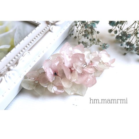 ふわふわ紫陽花バレッタ.pink