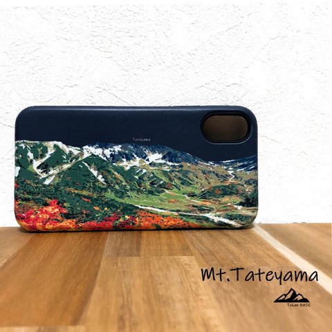 立山　スマホケース   iphone  山 登山　 携帯ケース 紺色 ネイビー