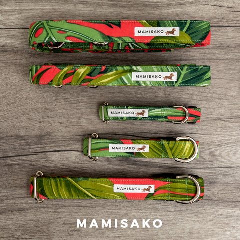 【単品販売・リードM】MAMISAKO - 犬用のハワイアン首輪・リード - Hawaiian Dog Lead & Collar