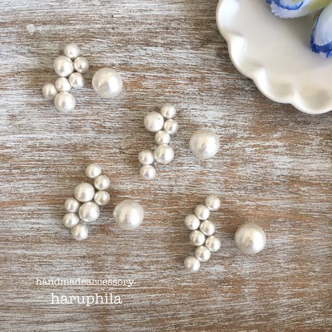 asymmetry cottonpearl pierce/earring