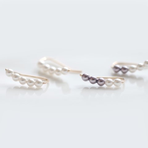 14kgf Swarovski crystal pearl ear climber - スワロパール イヤークライマー