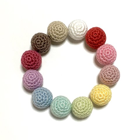 【1個¥300＊オプション選択で2個セット¥500】 🌈選べる12colorの編み玉🌈ボンボンヘアゴム