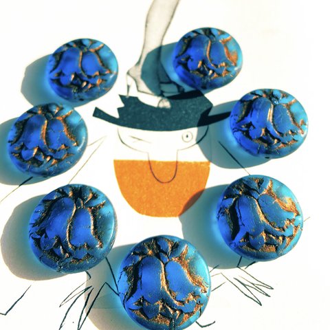 【1コずつ販売】JIRI＊IVANA#czech beads#チェコビーズ　bell flower23㎜ marine blue/copper