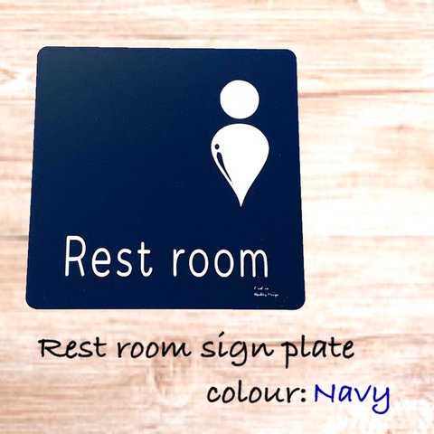 【送料無料】Rest roomサインプレートNavy Ver. 店舗 看板 標識