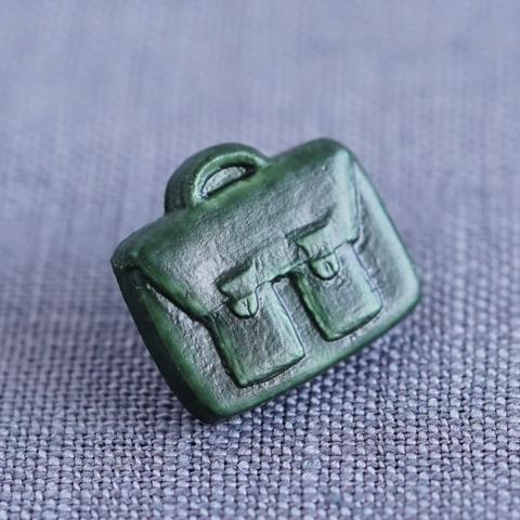 (3個) 深緑色のかばんのボタン 14mm　フランス製