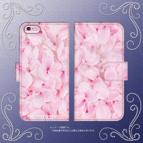 リアル 花柄プリント 1 桜花びら ピンク スマホカバー スマホ ほぼ 全機種対応 カメラ穴あり 手帳型ケース