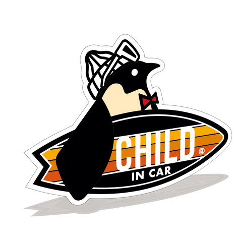 【マグネット】CHILD IN CAR チャイルドインカー カーマグネット サーフペンギン ベビーインカー