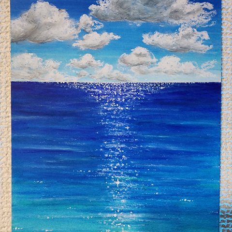 パステル画　海の絵　風景画